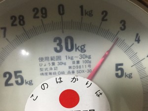 測りで重さを計量したら3.2KGでした。