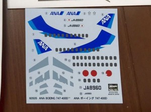 たまごひこーき　ハセガワ　ＡＮＡ　747-400Ｄ　60505のデカール