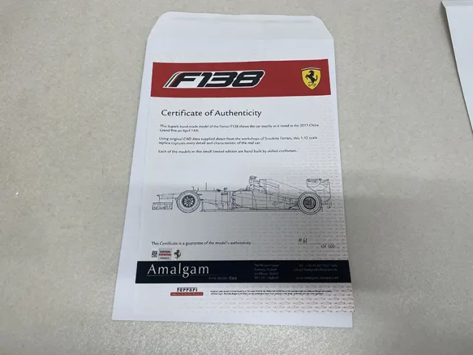 F138 正規品保証書